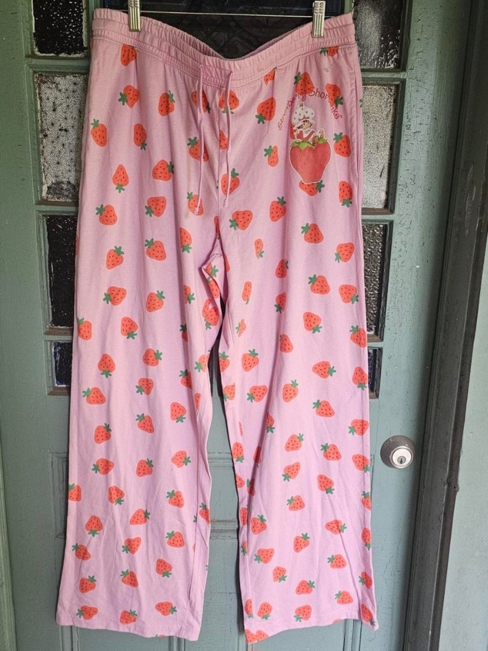 Women Pink Strawberry Print Pajama Pants